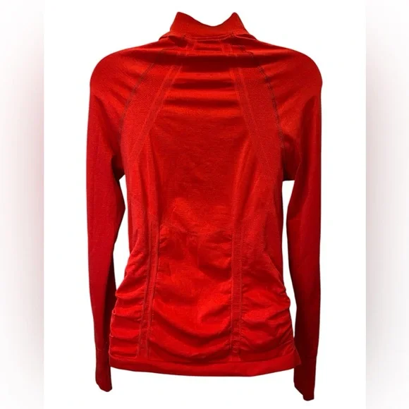 Athleta S Zip Neck Long Sleeve Side Runching Top - Picture 2 of 4